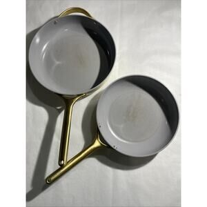 Caraway Ceramic 12" & 10" Non Toxic PTFE Free Cream / Gold Saute Pans